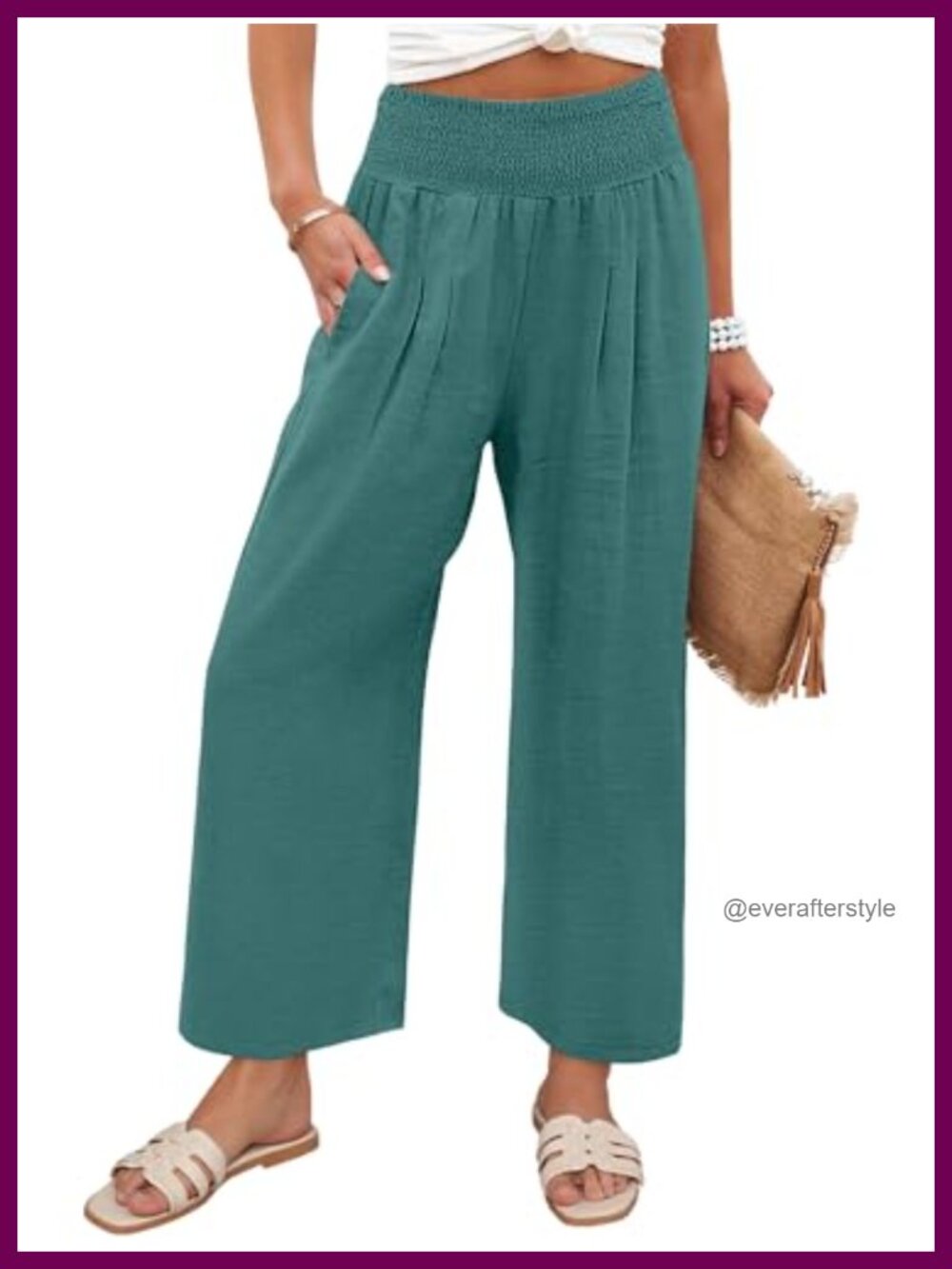 Wide Leg High Waisted Palazzo Pants Flowy Beach Lounge Trousers Pockets